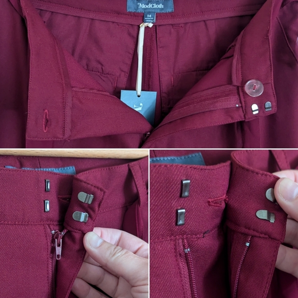 Women's Modcloth Savannah wide leg trousers, size 14, raspberry red - Picture 3 of 15